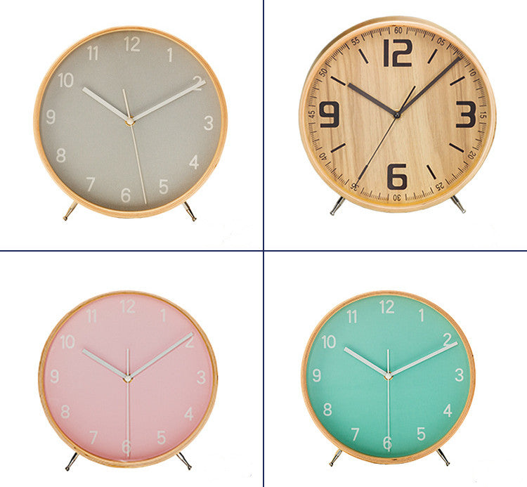 European Style Simple Pointer Wood Quartz Table Clock