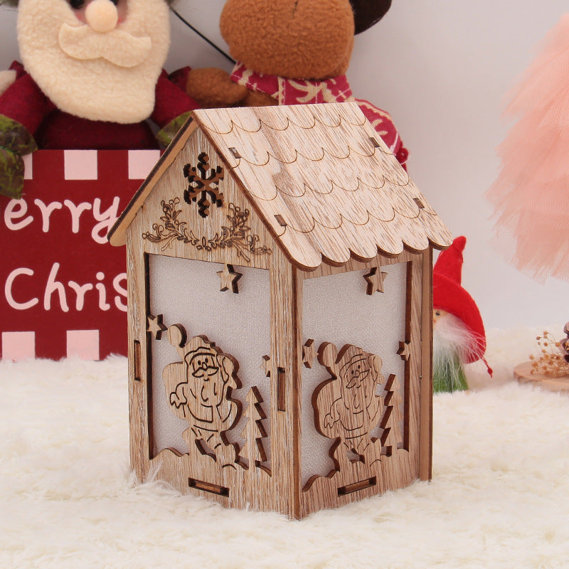 Creative Small Wooden House Christmas Decorations