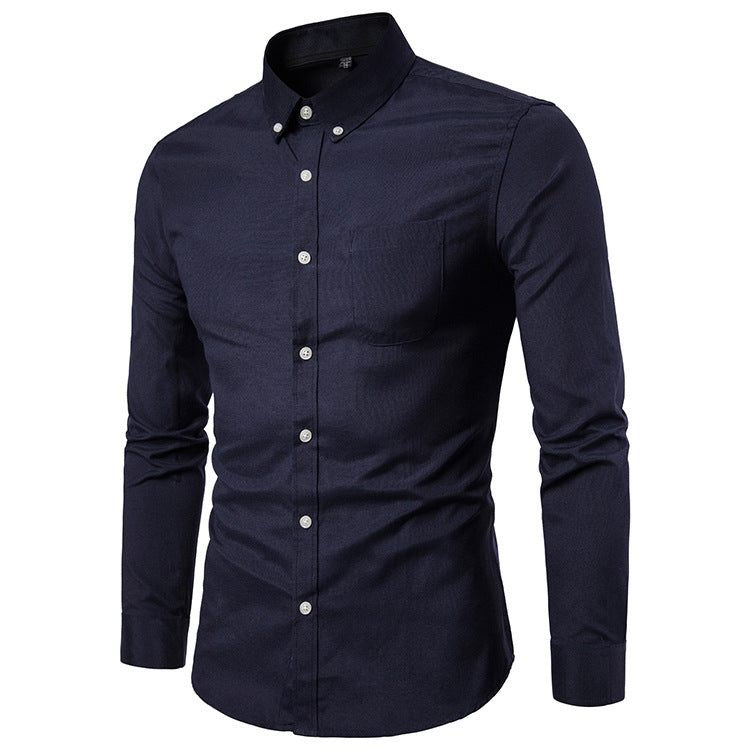 Men's Oxford Long Sleeve Solid Color Casual Shirt