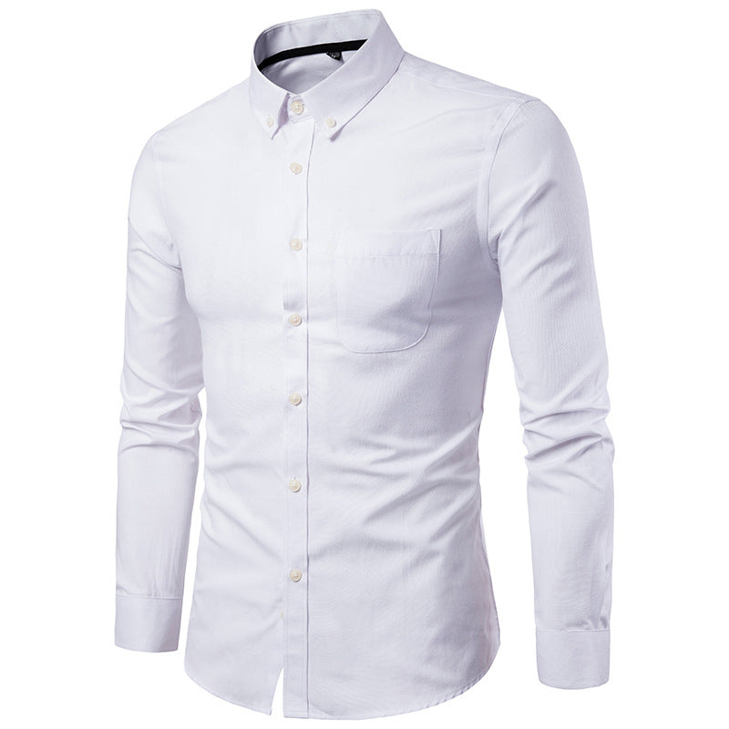 Men's Oxford Long Sleeve Solid Color Casual Shirt