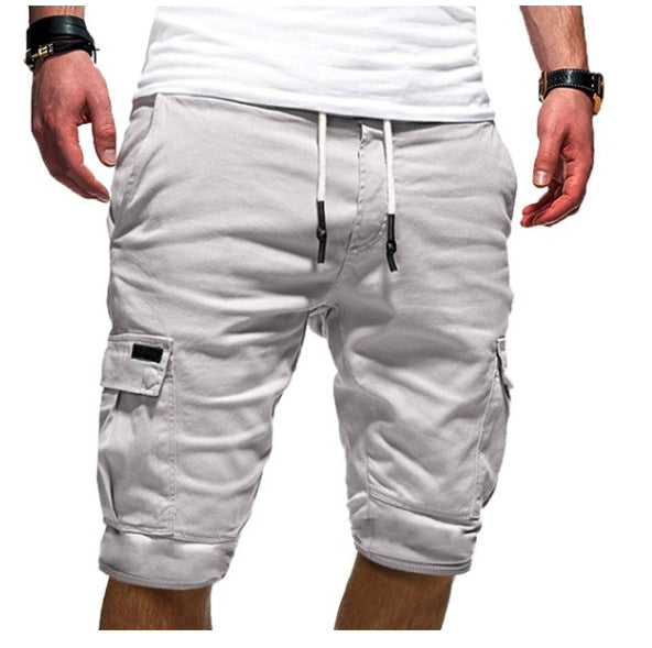 Men's Solid Color Sports Shorts Loose Tether Sports Casual Five-Point Pants Men