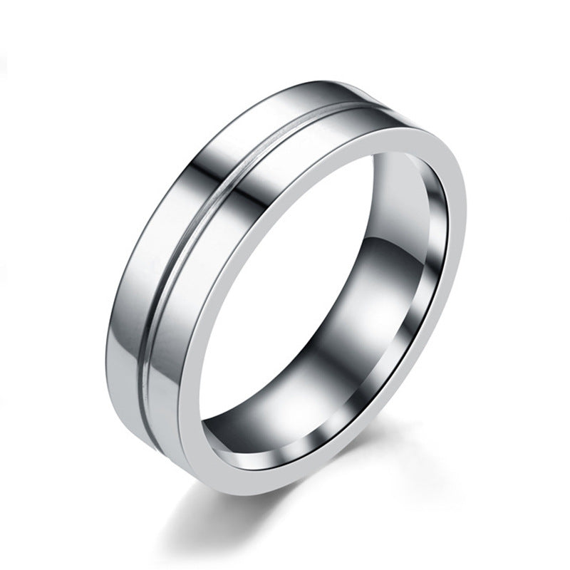 Simple Car Line Men s Titanium Steel Ring Zircon Couple Ring