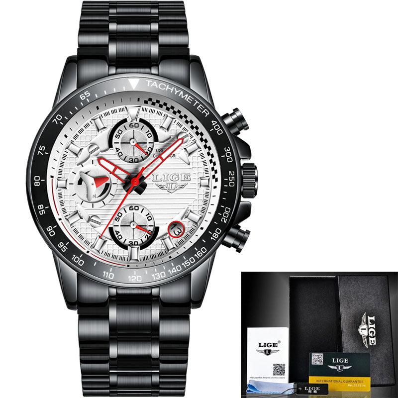 LIGE Lige Explosive Men's Business Watch Sports Calendar Leisure Waterproof Quartz Multi-function Watch Watch