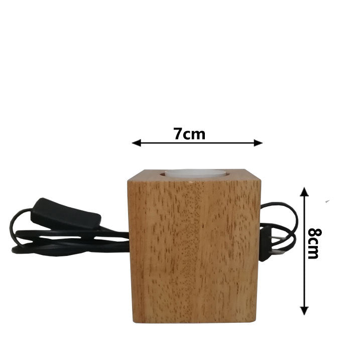 Multilateral Square Rhombus Hemp Wood Color Solid Wood Table Lamp Holder E27 Screw Lamp Head Bedside Bedroom Decoration Accessories