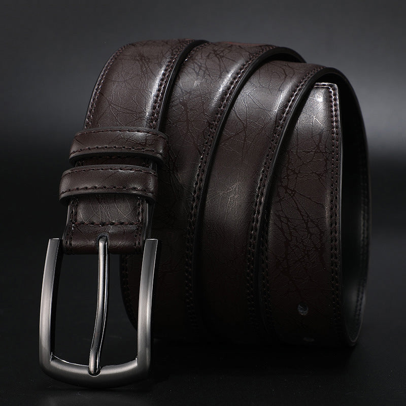 Pin buckle belt men's leather youth casual simple leather new business pants belt men's belt