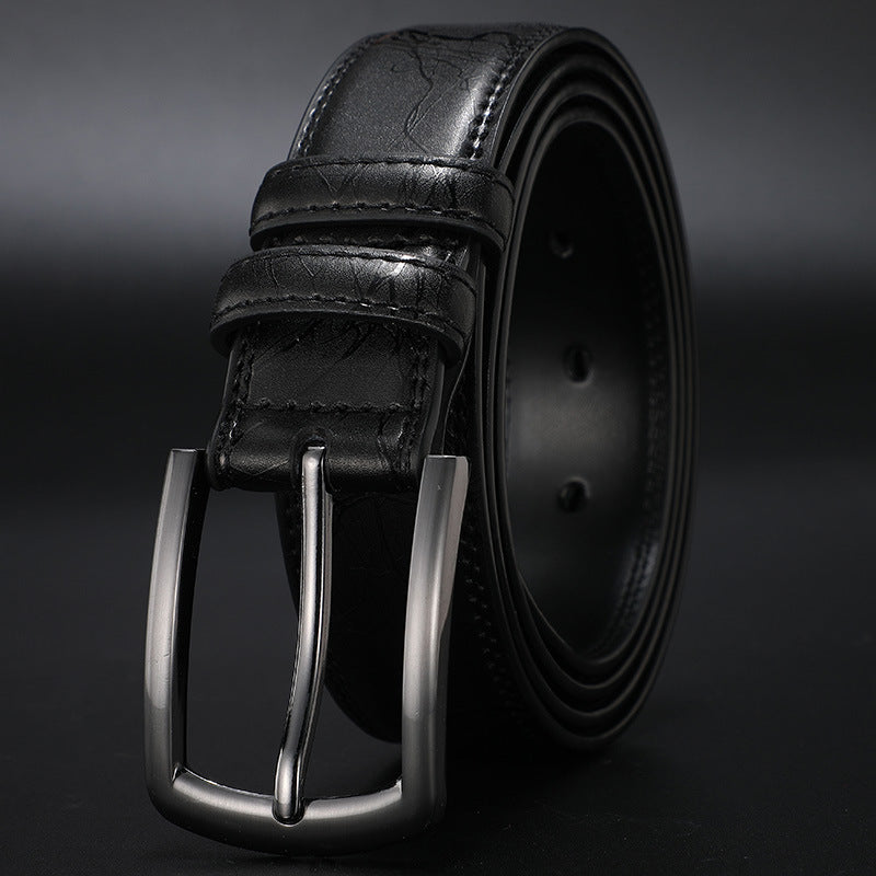 Pin buckle belt men's leather youth casual simple leather new business pants belt men's belt