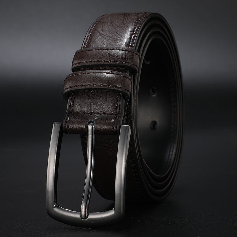 Pin buckle belt men's leather youth casual simple leather new business pants belt men's belt