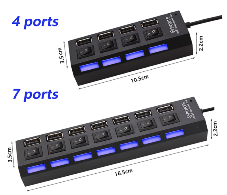 7-Port Usb2.0 With Independent Switch Hub 7-Bit Expansion Splitter 7-Hole Usb Hub Usb Hub 7-Port