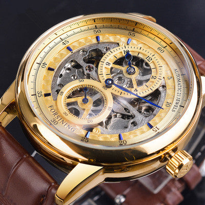European And American Men'S Fashion Hollow Three-Needle Split Movement Dial Automatic Mechanical Watch