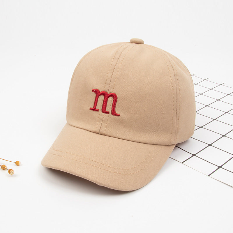 Baseball Cap Boy Letter M Embroidered Children's Cotton Spring and Autumn Hat Cap