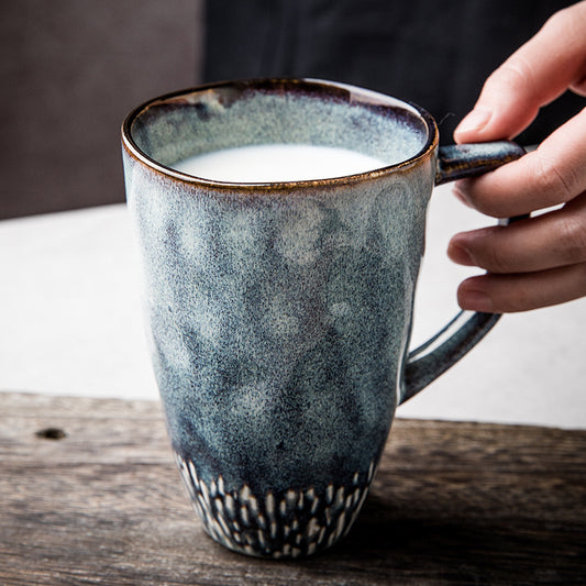 Ceramic Mug, High Mug, Large Capacity Simple Hand-painted Coffee Cup, Nordic Style Mug
