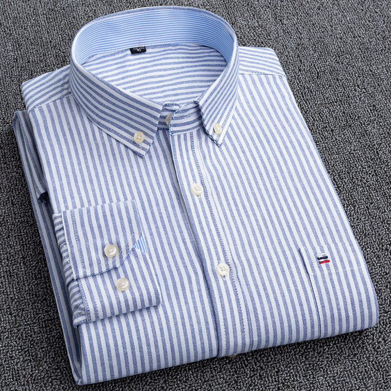 Men'S Plus Size Cotton Oxford Plaid Shirt