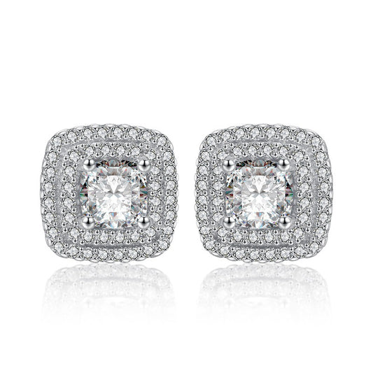 Square Full Diamond Zircon Earrings