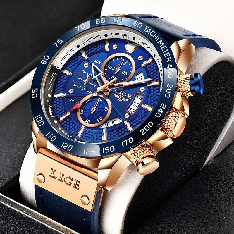 New Men's Quartz Watch Multifunction Chronograph Men's Waterproof Watch