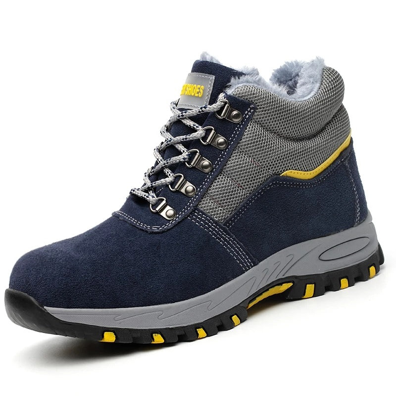 New Winter Mens Safety Boots Work Shoes Steel Toe Work Boots Puncture-Proof Winter Boots Plush Warm Work Sneakers Winter Shoes