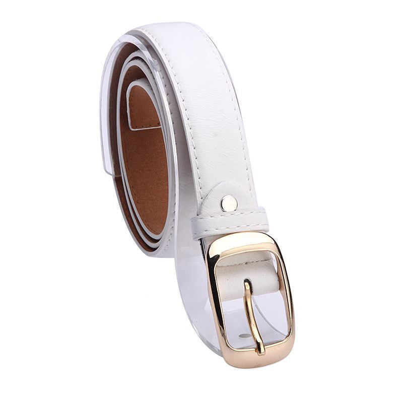 New Fashion All Match White Thin Ladies Belt