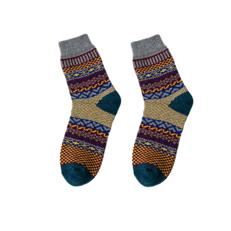 Ladies Rabbit Wool Socks Thick Thick Line Ethnic Style