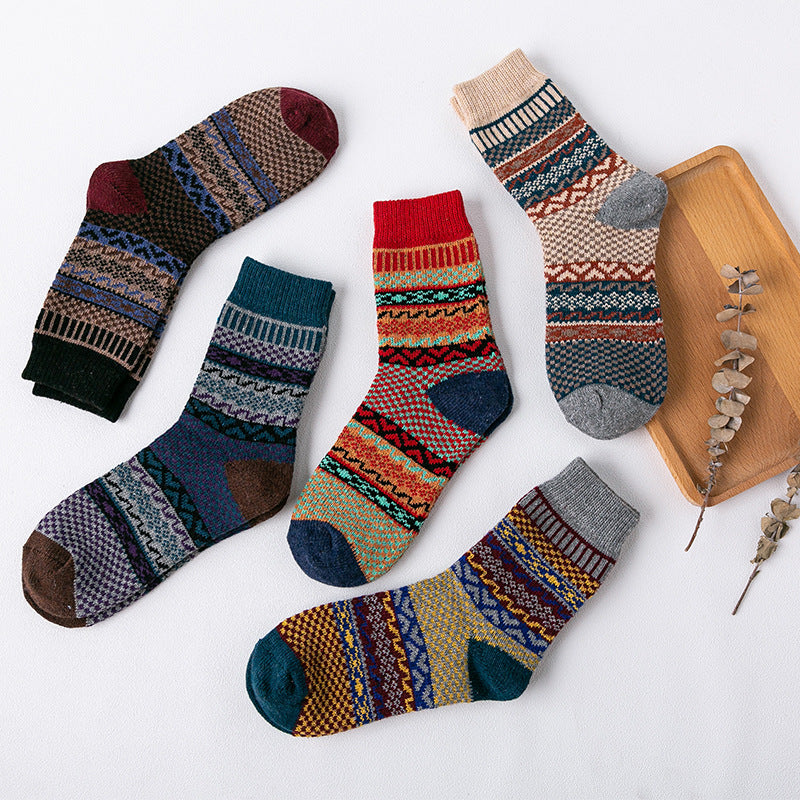 Ladies Rabbit Wool Socks Thick Thick Line Ethnic Style