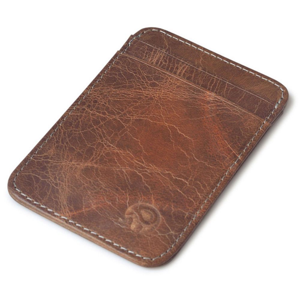 Genuine Leather Men Wallet Brown Coin Purse Small Mini Card