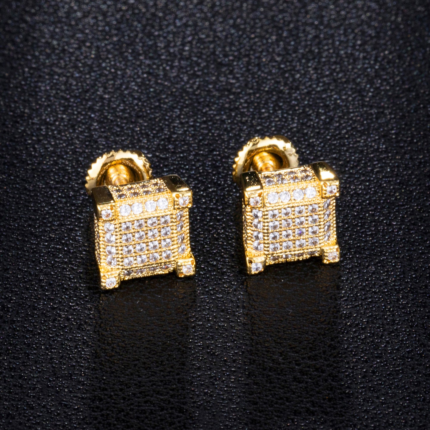 Hip-hop Earrings Copper Micro-inlaid Zircon Square Earrings