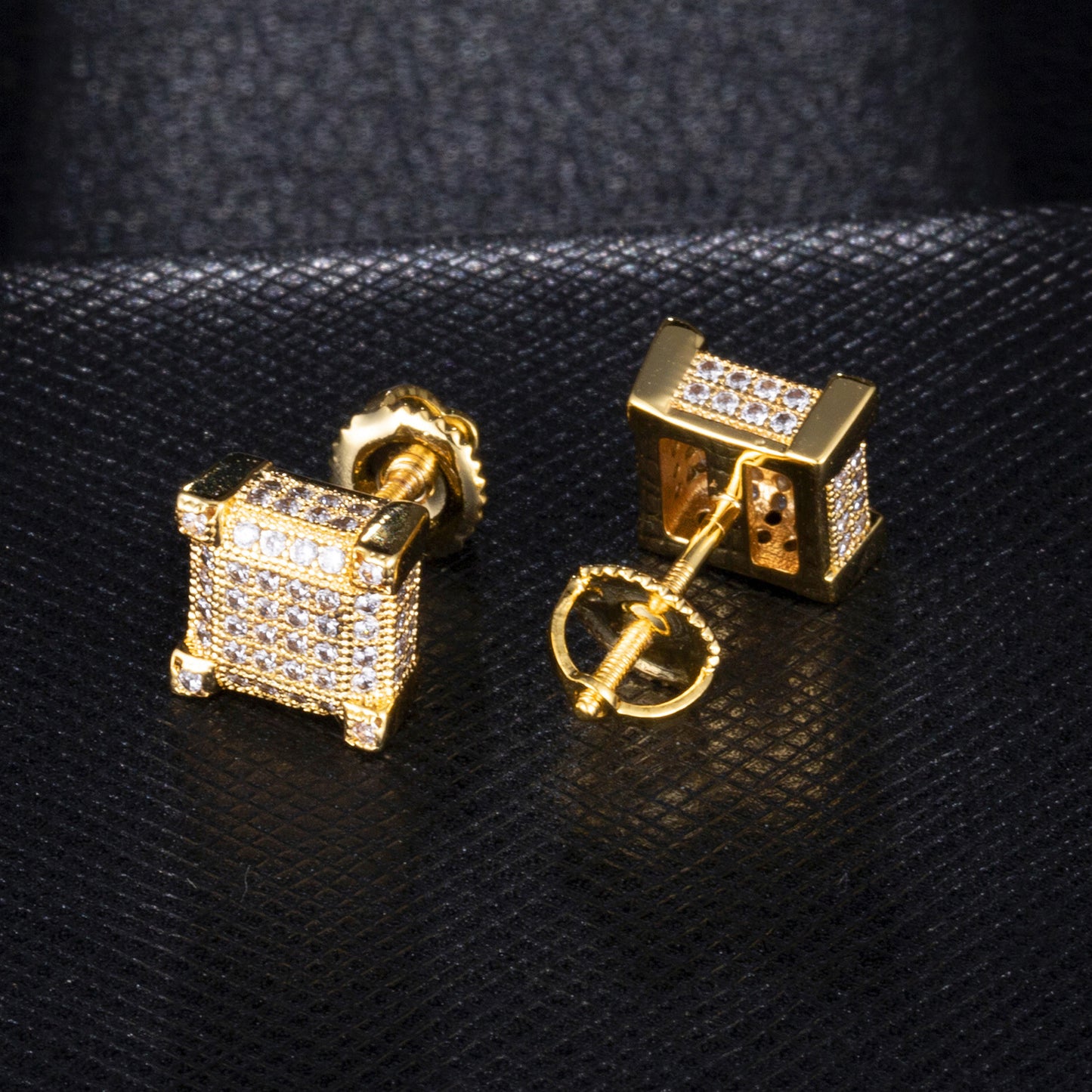 Hip-hop Earrings Copper Micro-inlaid Zircon Square Earrings