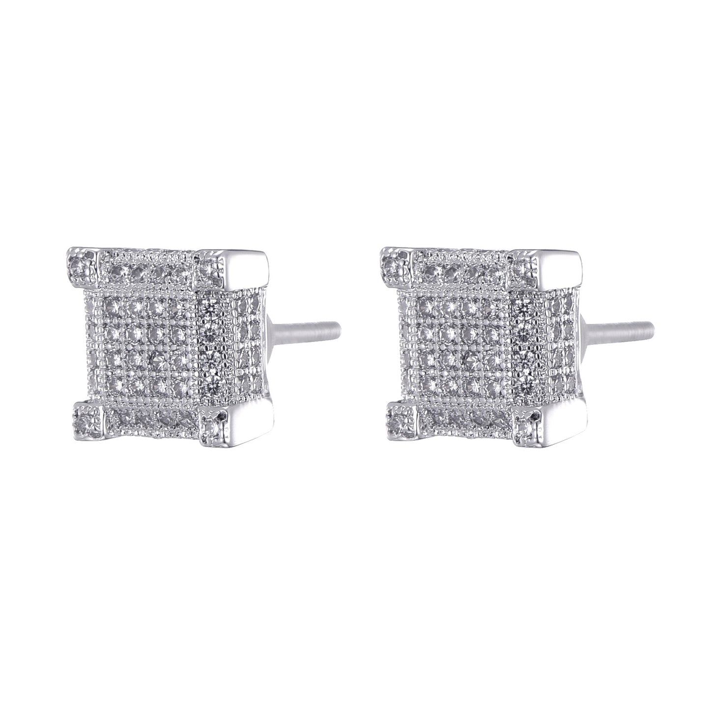 Hip-hop Earrings Copper Micro-inlaid Zircon Square Earrings