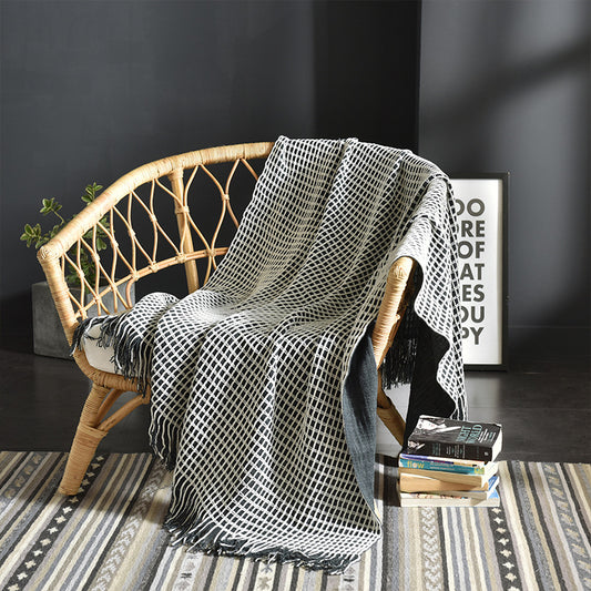 Simple Tassel Woolen Blanket American Hotel Sofa Blanket
