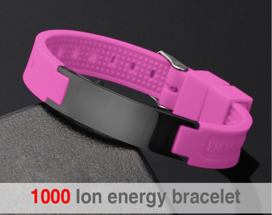 Hottime 4 in 1 Bio Elements Energy Silicon Sport Bracelet Bangle Multicolor Power Bands Balance Stainless Steel Metal Bracelets