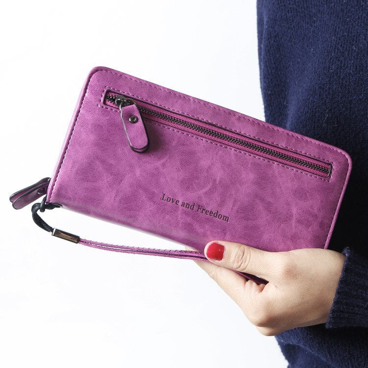 PU leather  letter women Purse Long wallet