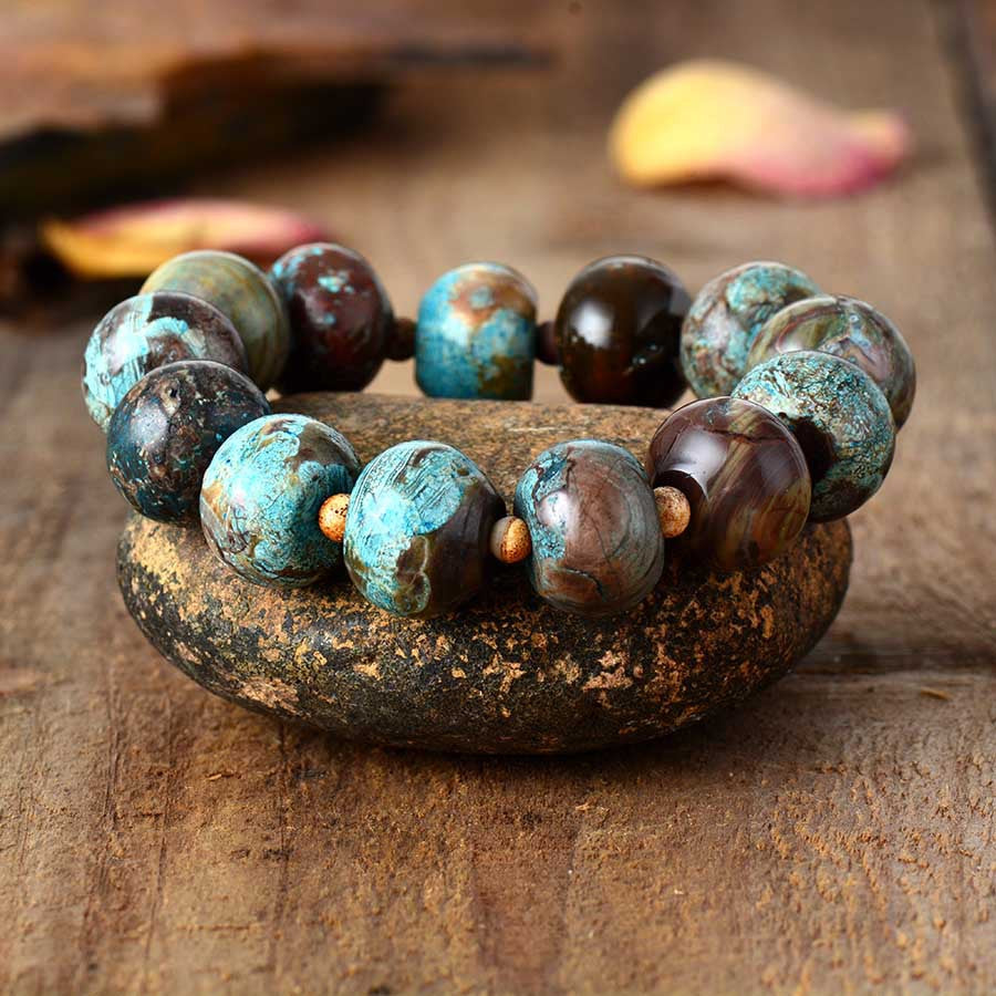 Natural stone woven bracelet