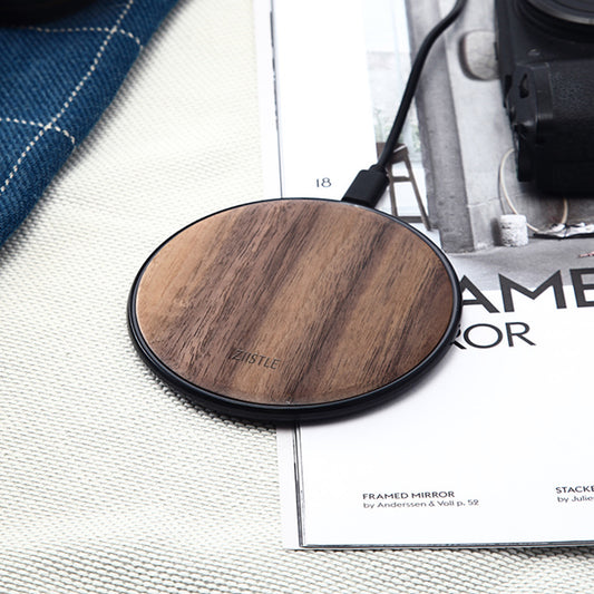 Peach Log Solid Wood Ultra-thin Fast Charge Wireless Charger