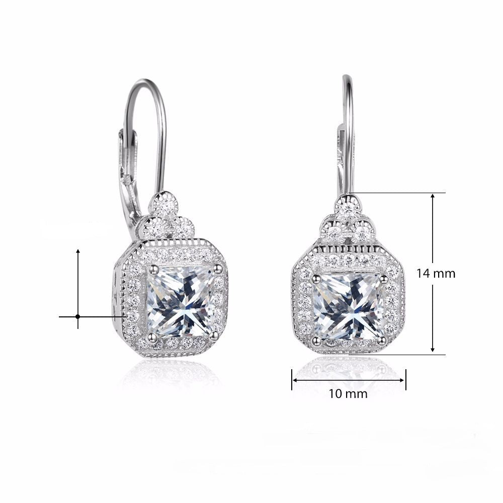 Cubic Zircon Square Geometric Drop Earrings