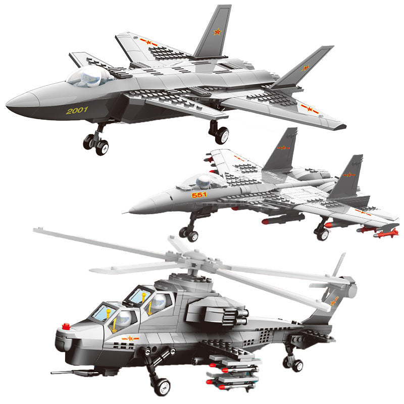 Fighter Military Assembled Plastic Building Block Aircraft