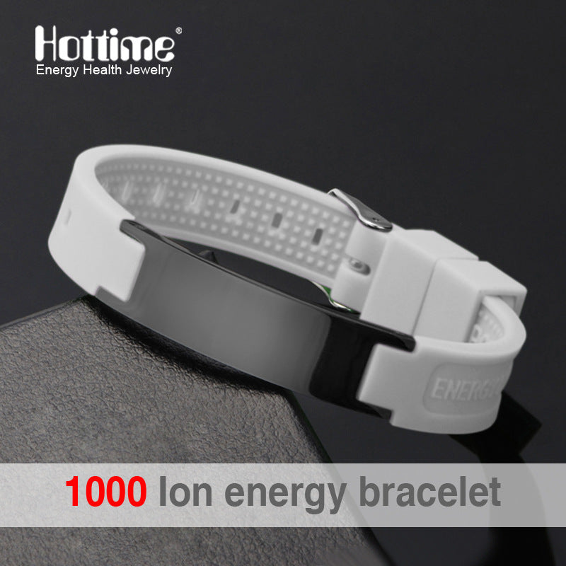 Hottime 4 in 1 Bio Elements Energy Silicon Sport Bracelet Bangle Multicolor Power Bands Balance Stainless Steel Metal Bracelets