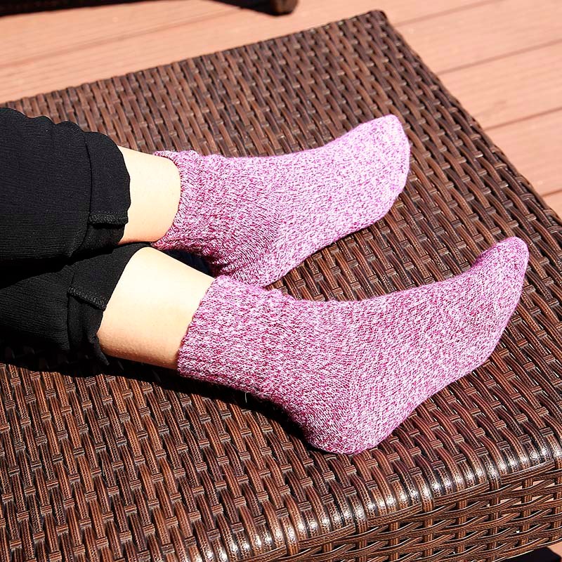 5 Pairs Women Socks Winter Thermal Thick Socks Cotton Breathable Female Solid Casual 3d Ladies Casual Home Socks