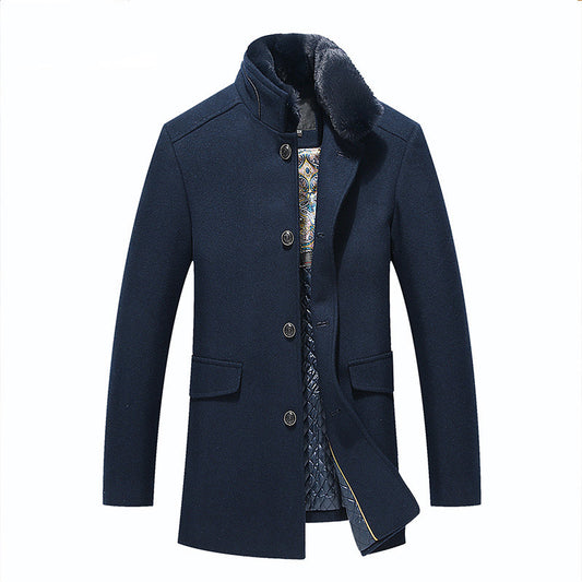 Woolen Collar Coat for Men