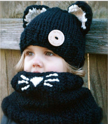 Baby Girls Hats Handmade Kids Winter Hats Wrap Bear Scarf Caps