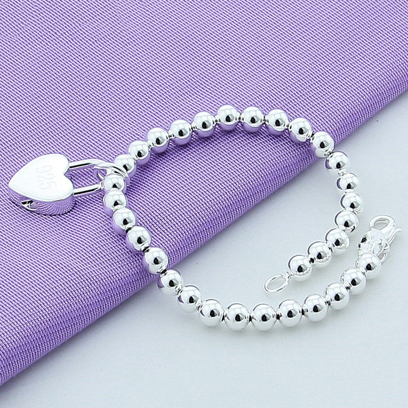 925 Silver Plated Heart Lock Bracelet