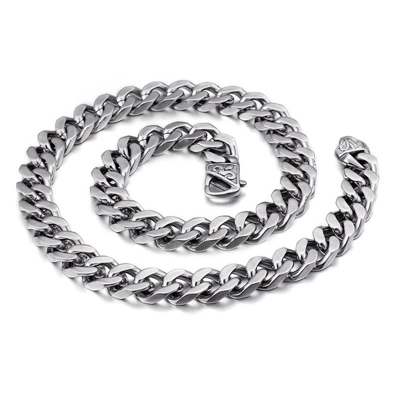 Men's Thick Wide Horse Whip Denim Titanium Steel Necklace