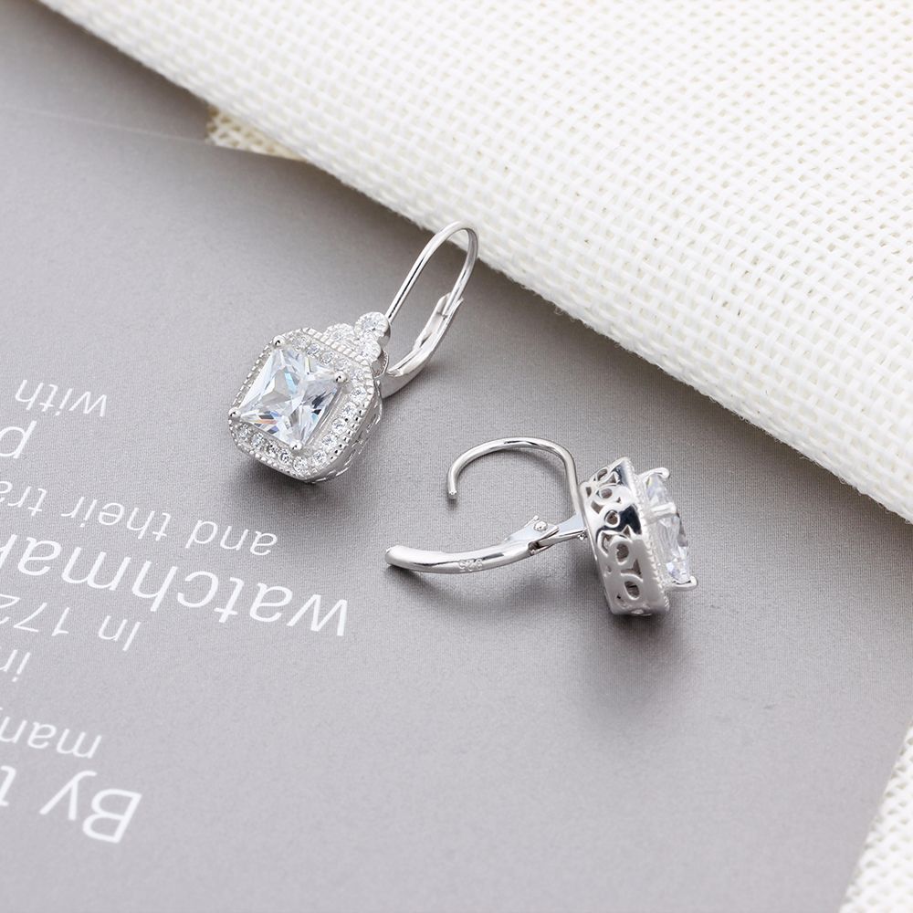 Cubic Zircon Square Geometric Drop Earrings