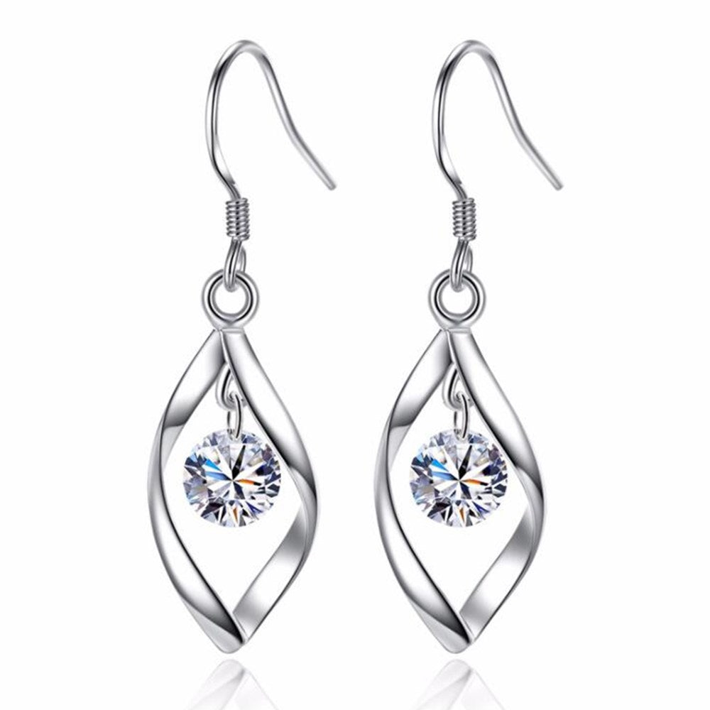 Sterling silver twisted diamond ear silver jewelry