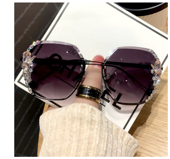 Rhinestone Sunglasses Frameless Sun Protection Against Purple