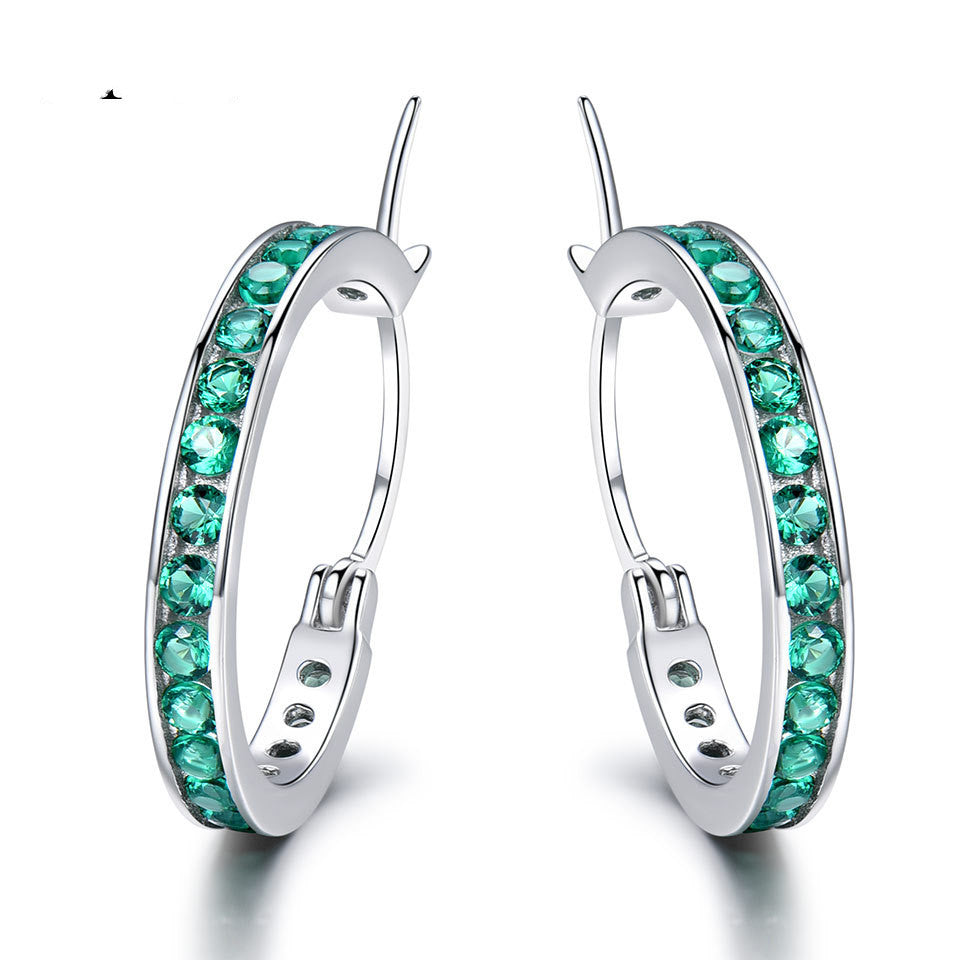 With Diamonds And Silver Hoop Earrings Simple And Versatile Earrings