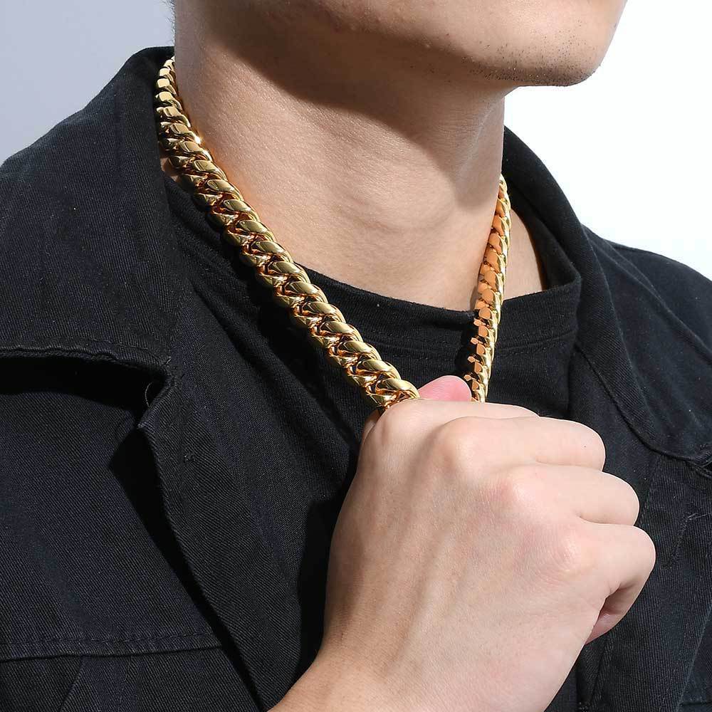 Stainless Steel Buckle Cuban Chain Necklace