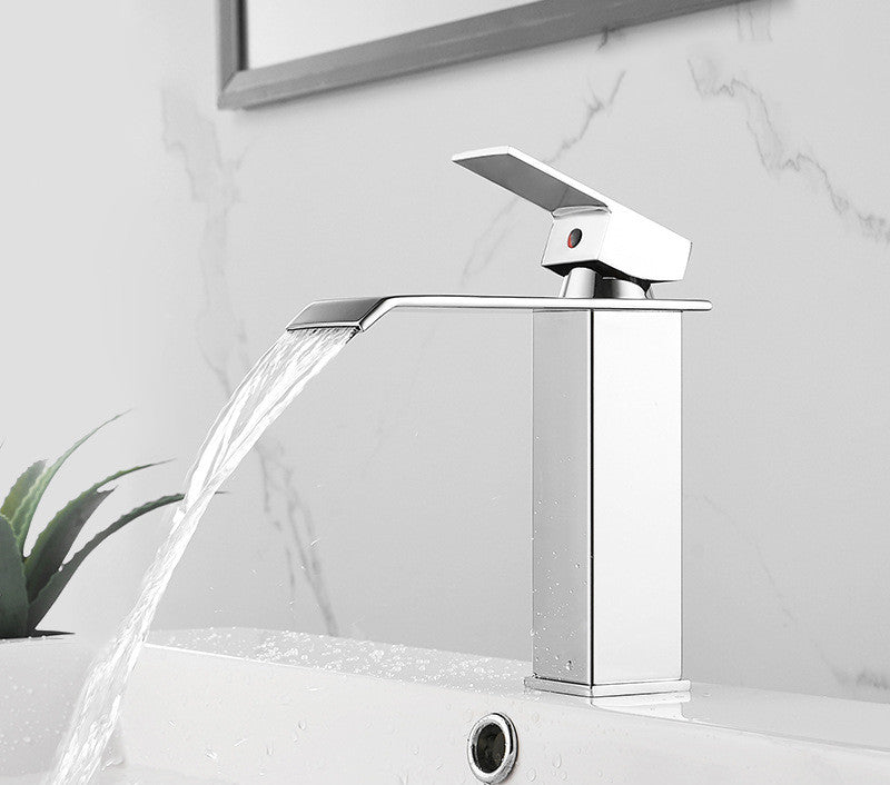 Waterfall Basin Faucet, Bathroom Above Counter Basin, Square Faucet