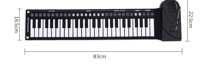 Portable Hand Roll Piano Beginner 49 Key Thickening Hand Roll Piano MIDI Soft Keyboard Folding Hand Rolling Piano