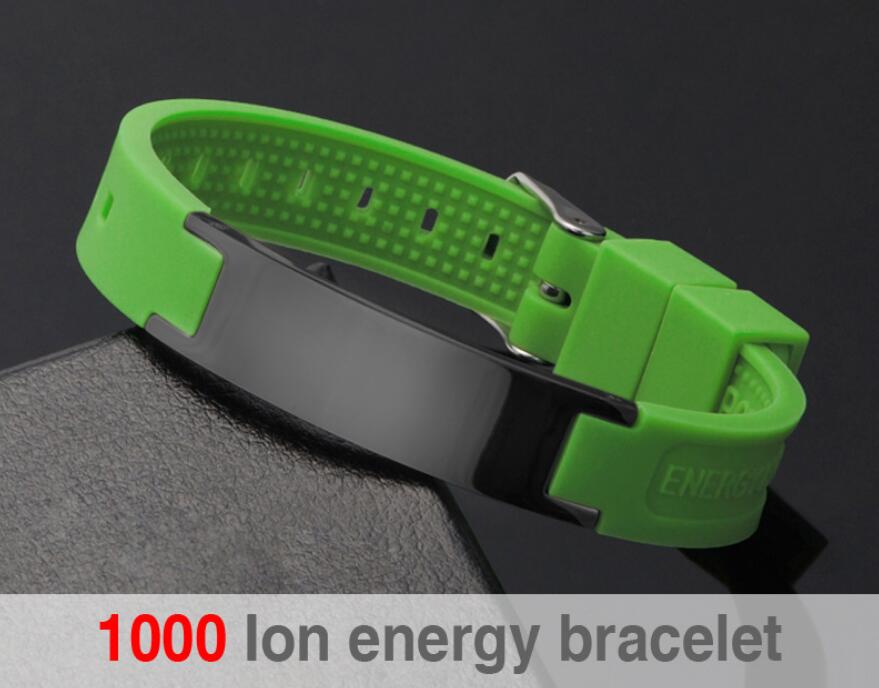 Hottime 4 in 1 Bio Elements Energy Silicon Sport Bracelet Bangle Multicolor Power Bands Balance Stainless Steel Metal Bracelets