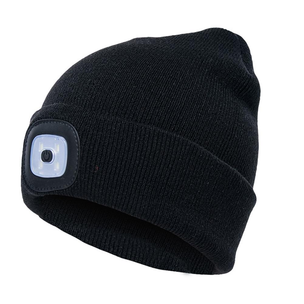 Button Cell Type Knitted Hat With Light Glowing