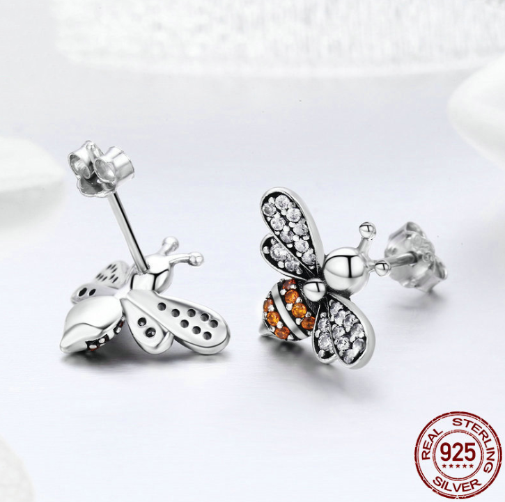 European and American popular s925 sterling silver bee earrings