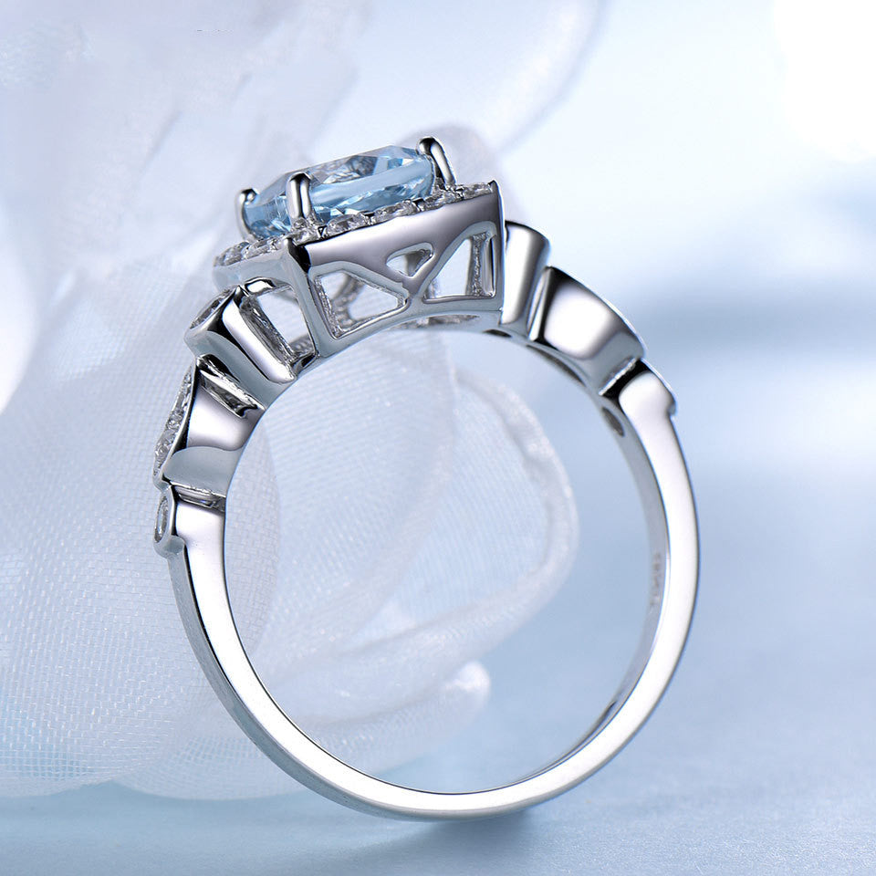 Pure Silver Ring Blue Topaz Ring